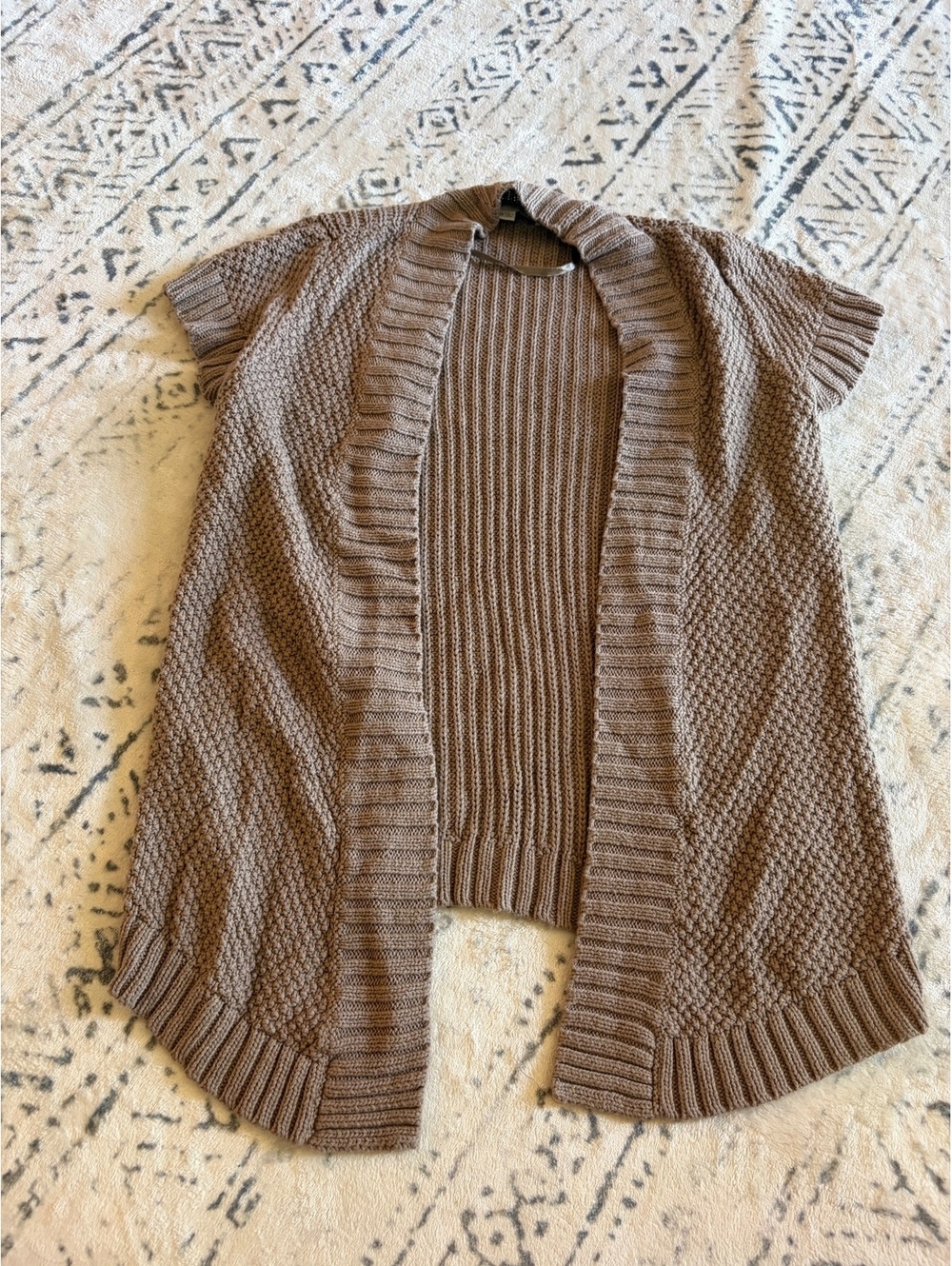 LOFT Petite XXSP Brown Knit Open Cardigan